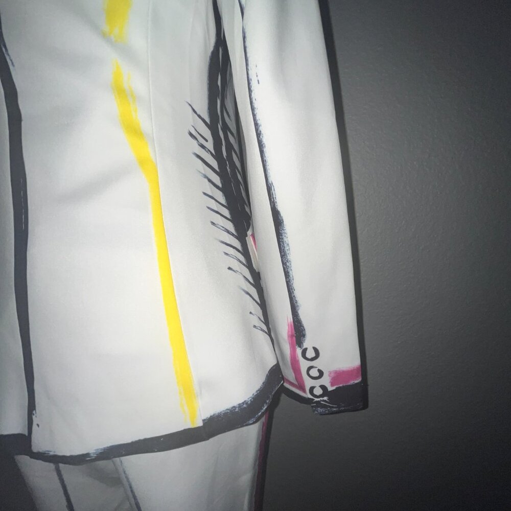 L'ATISTE COLOR ME BAD ARTSY PANTS SUIT GRAPHIC PAINTED CONTRASTING OUTLINE - S - Picture 11 of 16